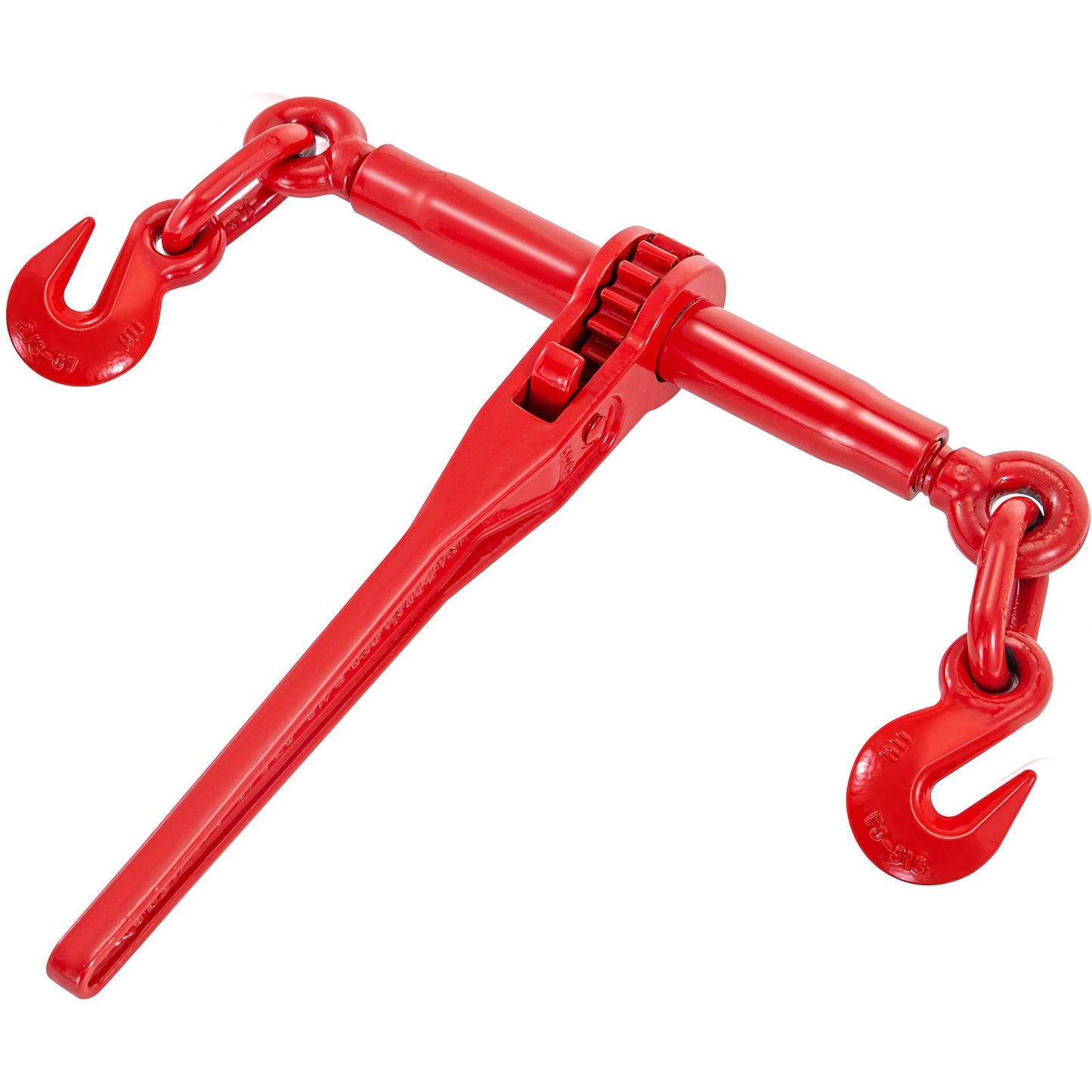 9215LBS 3/8" - 1/2" Ratchet Tie Down 9,215 LBS Safe Working Load, G70 Hooks and Adjustable Length, for Class 70-80 Chains, Tying, Pulling, Towing, 2-Pack, Red