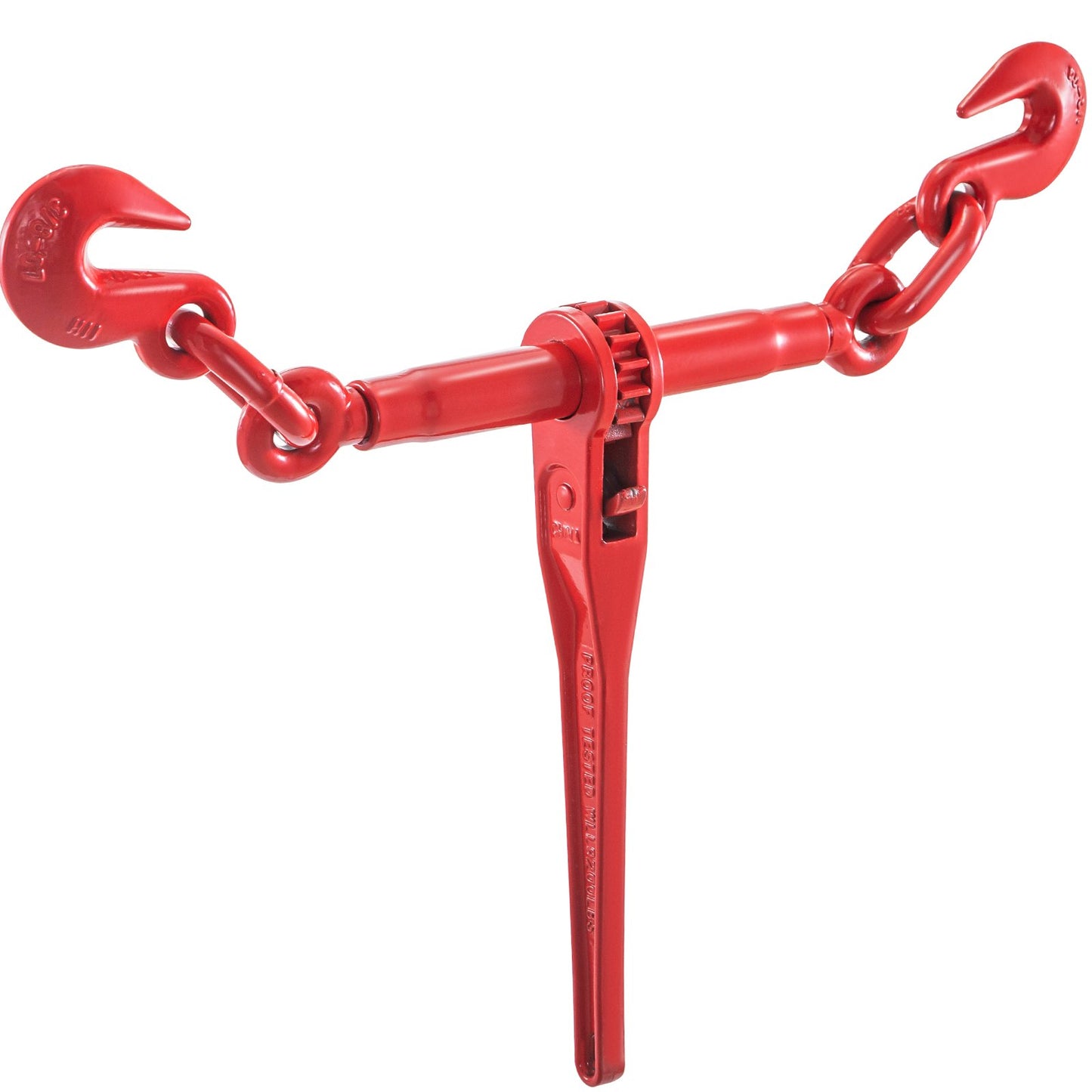 9215LBS 3/8" - 1/2" Ratchet Tie Down 9,215 LBS Safe Working Load, G70 Hooks and Adjustable Length, for Class 70-80 Chains, Tying, Pulling, Towing, 2-Pack, Red
