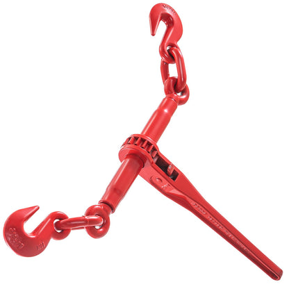 9215LBS 3/8" - 1/2" Ratchet Tie Down 9,215 LBS Safe Working Load, G70 Hooks and Adjustable Length, for Class 70-80 Chains, Tying, Pulling, Towing, 2-Pack, Red
