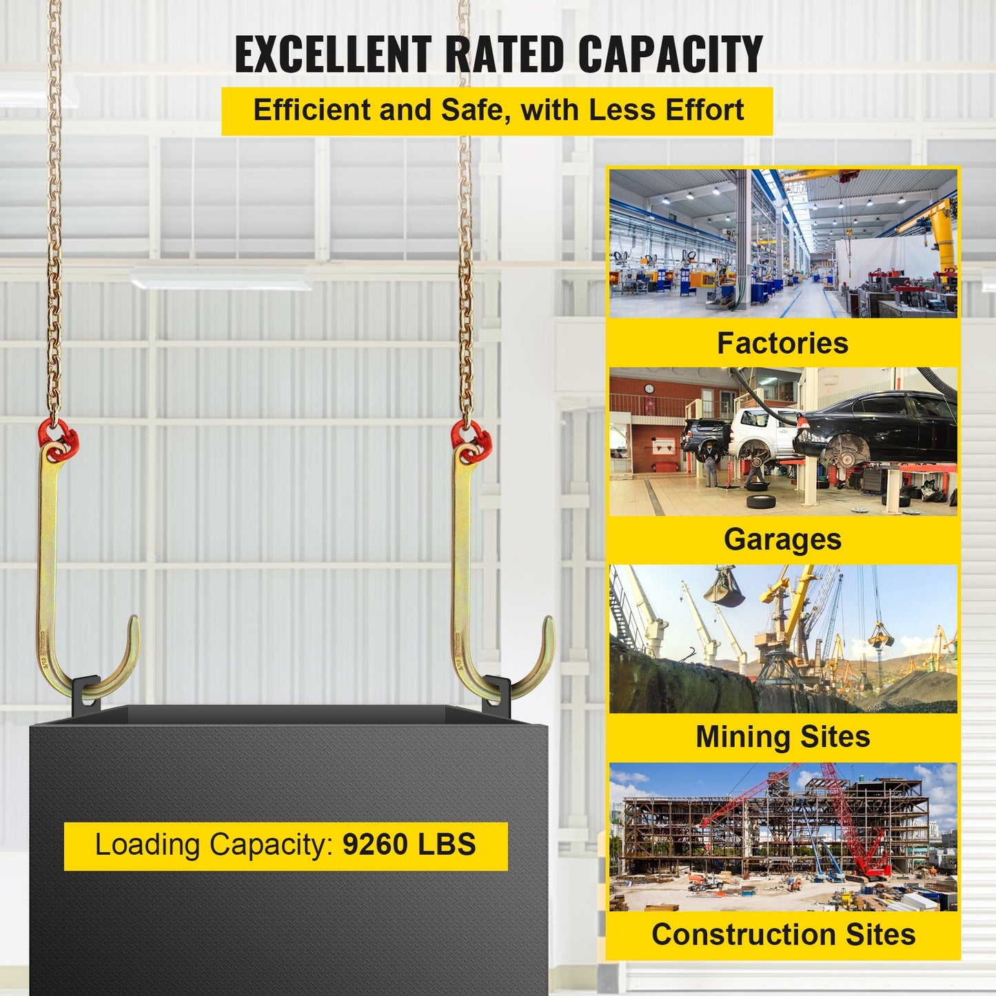 J hook chain, 5/16 inch x 10 ft bridle tow chain, G80 bridle transport chain, alloy steel chain with 2 G70 J hooks, 9260 lb breaking strength tow hooks for trucks, J hooks tow straps 2 pcs.