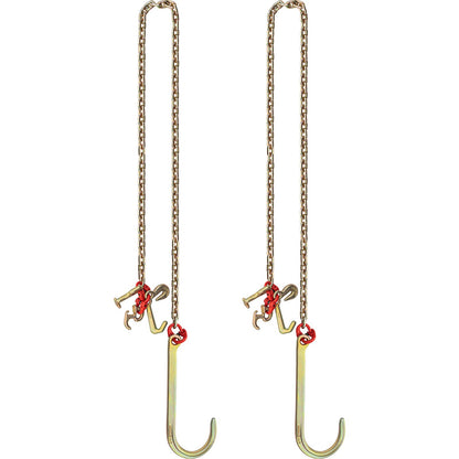 J hook chain, 5/16 inch x 10 ft bridle tow chain, G80 bridle transport chain, alloy steel chain with 2 G70 J hooks, 9260 lb breaking strength tow hooks for trucks, J hooks tow straps 2 pcs.