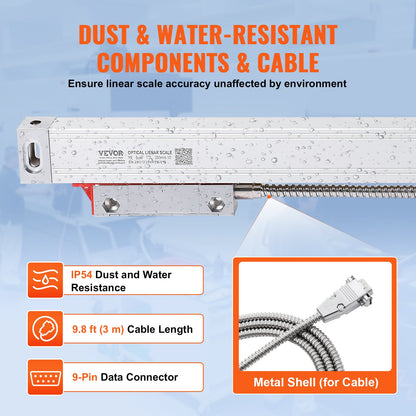 Digital Readout 250 &amp; 500 &amp; 600 mm Linear Scale 3 Axis DRO Display Kit Support Pin Knife Holder Plate Housing Clock Power Cable Holder Clock Coin Butterfly Screw Cap Ruler