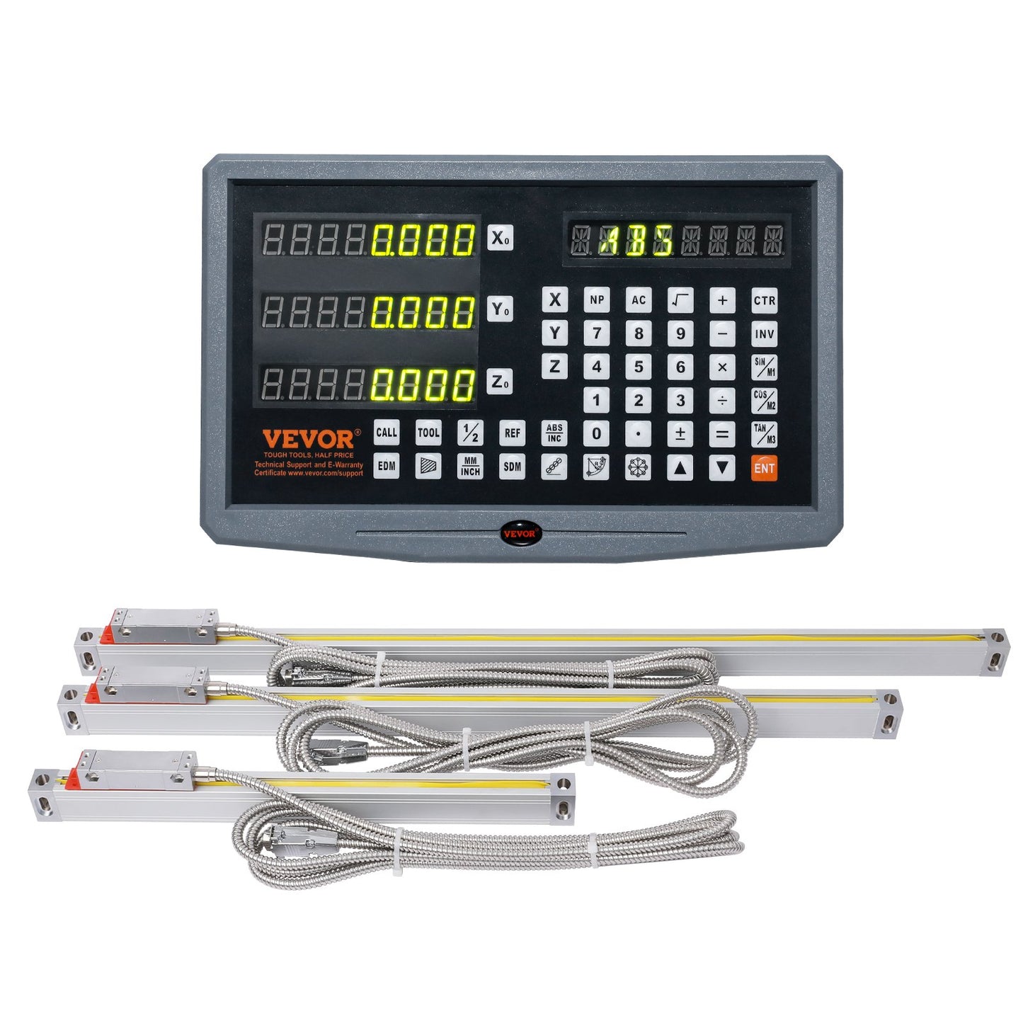 Digital Readout 250 &amp; 500 &amp; 600 mm Linear Scale 3 Axis DRO Display Kit Support Pin Knife Holder Plate Housing Clock Power Cable Holder Clock Coin Butterfly Screw Cap Ruler