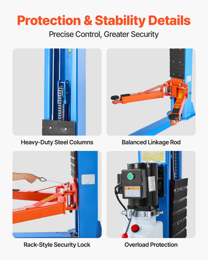 2 Post Lift, 9000 lbs Capacity, 220V 2.95 HP Powerful Motor, Two Post Car Lift Auto Hoist for Sedan SUV Pickup, Automotive Hoist 74.8 Inch Height for Home Garage, Repair Shop, Workshop, Blue