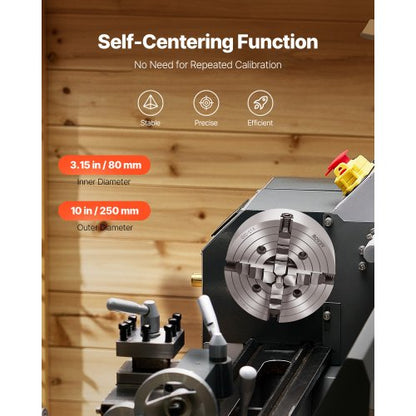 10 Zoll 4-Backen-Drehfutter mit Selbstzentrierung für Dreh-, Bohr- und Fräsmaschinen | EU