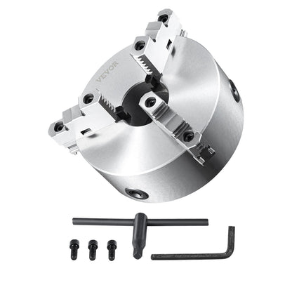 3-Backen-Drehfutter 8'' Selbstzentrierendes Drehfutter 0,16-8 Zoll/4-200 mm Spannbereich mit T-Schlüssel Befestigungsschrauben Sechskantschlüssel für Drehmaschine 3D-Druckerbearbeitung Zentrierfräse Bohrmaschine