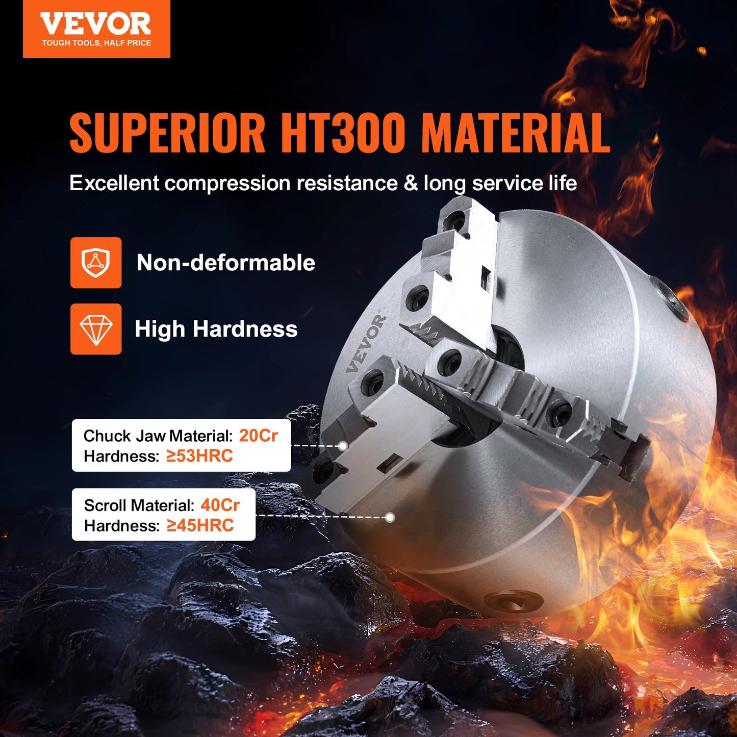 3-Jaw Lathe Chuck, 8'', Self-Centering Lathe Chuck, 0.16-8 in/4-200 mm Clamping Range with T-key Fixing Screws Hexagon Wrench, for Lathe 3D Printer Machining Center Milling Drilling Machine