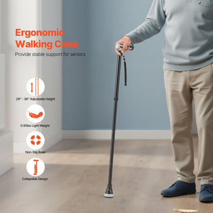 Walking Cane for Man Kvinna Folding Walking Stick 8-nivå justerbar höjd