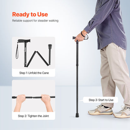 Walking Cane for Man Woman Folding Walking Stick 5-Level Adjustable Height