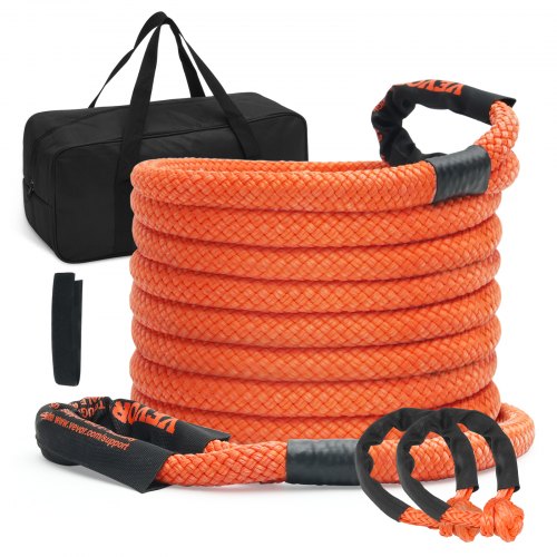 7/8" x 30' Kinetic Recovery Tow Rope 30,580lbs, Heavy-Duty Off Road Snatch Strap with 2 Soft Shackles (41750lbs) Extreme Duty 30% Elasticity Energy Snatch Strap Jeep Car Truck ATV Tractor