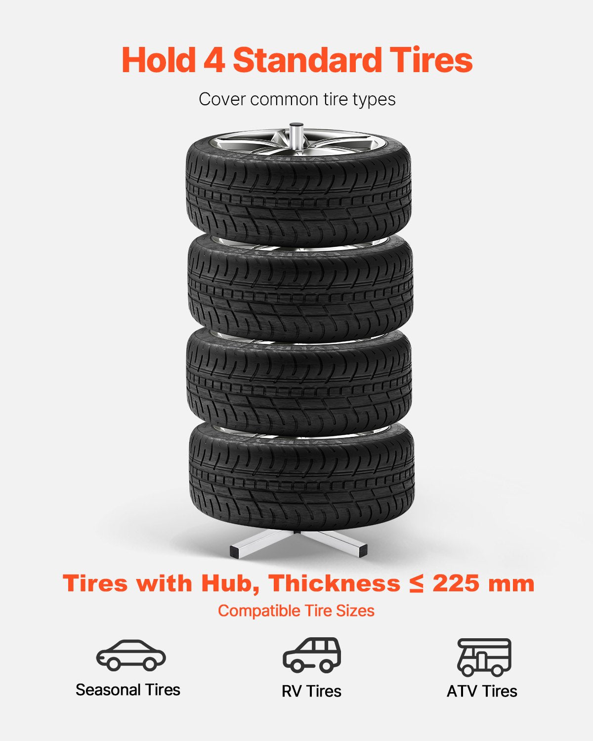 Reifenständer für 4 Reifen mit Felge Reifenhalter Passend für bis zu 225 mm breite Reifen