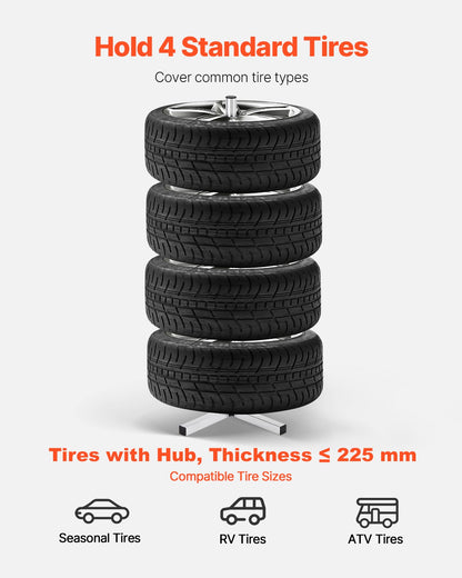 Reifenständer für 4 Reifen mit Felge Reifenhalter Passend für bis zu 225 mm breite Reifen
