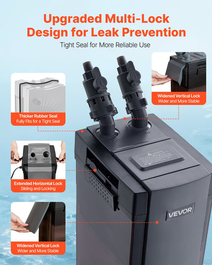 162.7GPH Canister Filter, 3-Stage External Aquarium Filter with Powerful Pump, Water Circulation Cleaning Machine with Media for Large Fish Tanks and Aquariums Up to 100 Gallons, for Freshwater