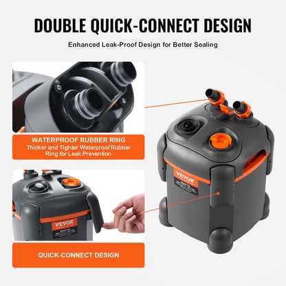 30 Gallon Aquarium Canister Filter 8w UV Lamp Fish Tank Quiet