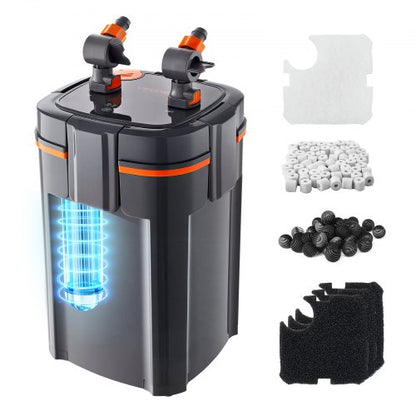 396GPH Canister Filter, 4-Stage External Aquarium Filter with Timed Light, Powerful Pump, Water Circulation Cleaning with Media for Large Fish Tanks & Aquariums Up to 125 Gallons, for Freshwater