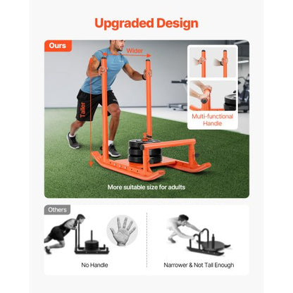 Viktkälke, Stålkraftkälke, Fitness Styrketräningskälkar för Atletisk Träning Hastighetsförbättring, Träningsutrustning med Handtag, Kompatibel med 25/51 mm Viktskivor, Orange |  EU