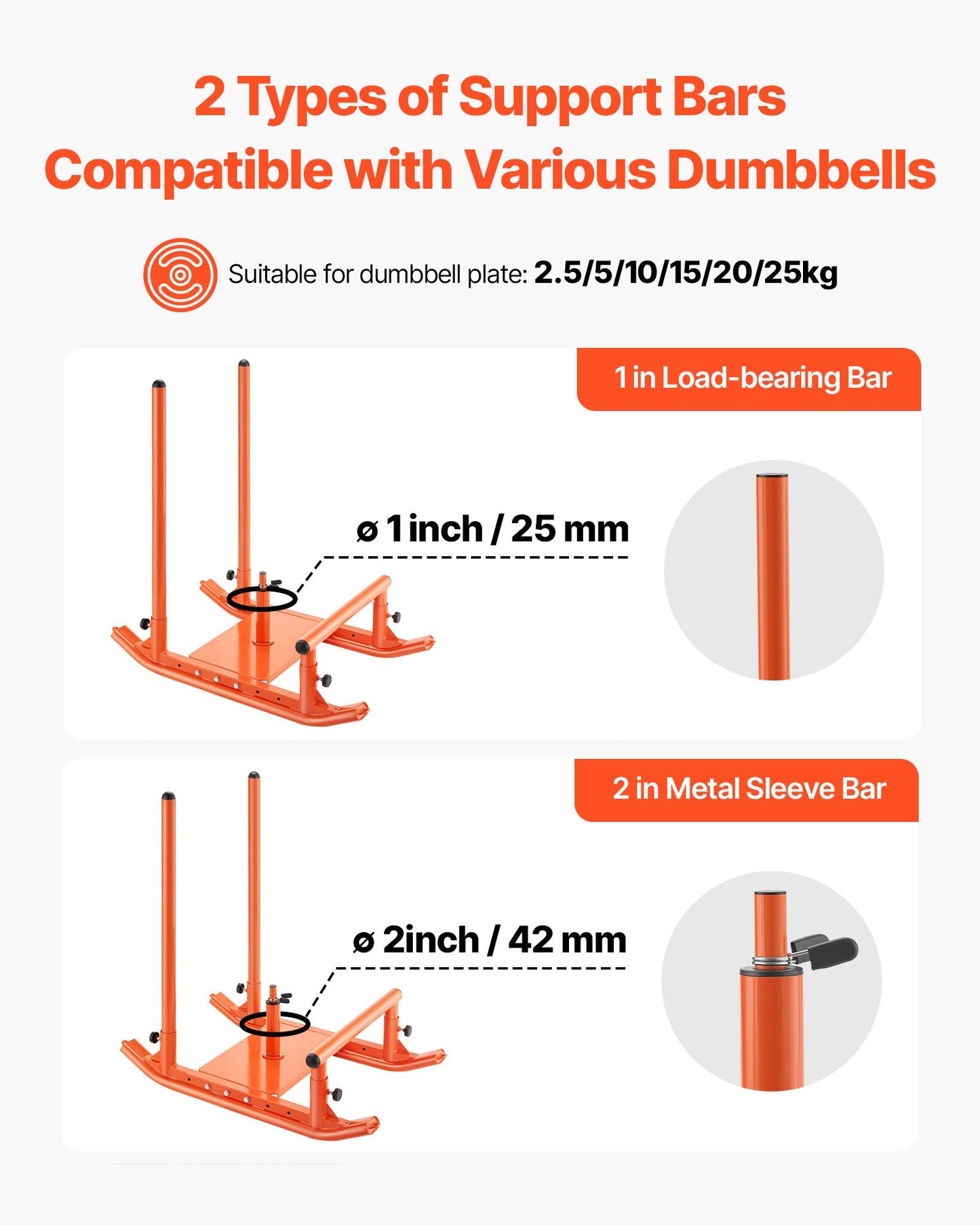 Weight Sled, Steel Power Sled, Fitness Strength Training Sleds for Athletic Exercise Speed Improvement, Workout Fitness Equipment with Handle, Compatible with 1/2 in Weight Plates, Orange