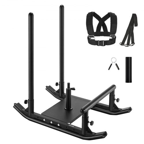 Weight Sled, Steel Power Sled, Fitness Strength Training Sleds for Athletic Exercise Speed Improvement, Workout Fitness Equipment with Handle, Compatible with 1/2 in Weight Plates, Black