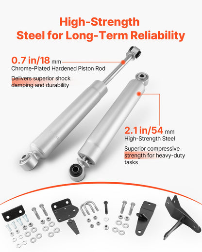 Dual Steering Stabilizer, for 2003-2012 Dodge Ram 2500/3500 4WD, Dual Steering Stabilizer Kit Fits with 2 Inches of Suspension Lift or Higher, Enhanced Control & Reduced Vibration, Easy Install