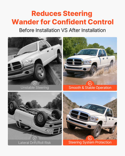 Dual Steering Stabilizer, for 2003-2012 Dodge Ram 2500/3500 4WD, Dual Steering Stabilizer Kit Fits with 2 Inches of Suspension Lift or Higher, Enhanced Control & Reduced Vibration, Easy Install