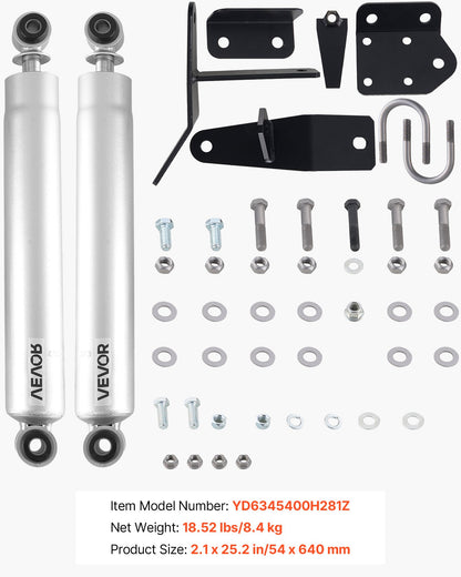 Dual Steering Stabilizer, for 2003-2012 Dodge Ram 2500/3500 4WD, Dual Steering Stabilizer Kit Fits with 2 Inches of Suspension Lift or Higher, Enhanced Control & Reduced Vibration, Easy Install