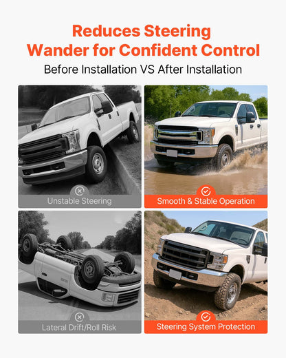 Dual Steering Stabilizer, for 2005-2024 Ford F-250/F-350 Super Duty 4WD, Dual Steering Stabilizer Kit Fits with 2 Inches of Suspension Lift or Higher, Enhanced Control and Reduced Vibration