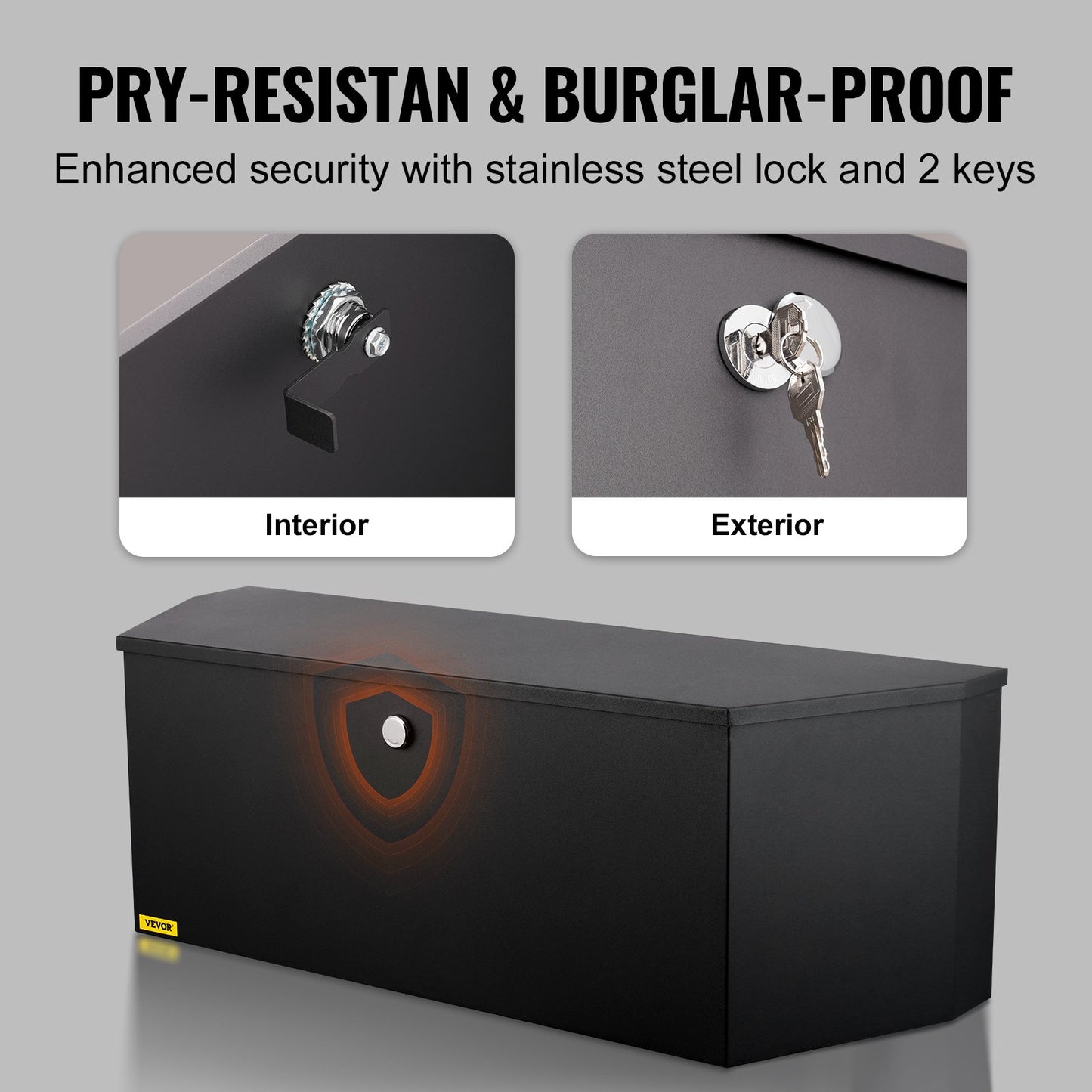 Werkzeug-Aufbewahrungsbox für Anhängerdeichsel, 91,4 x 30,5 x 30,5 cm, Karbonstahl, inkl. Verriegelungsschlüssel