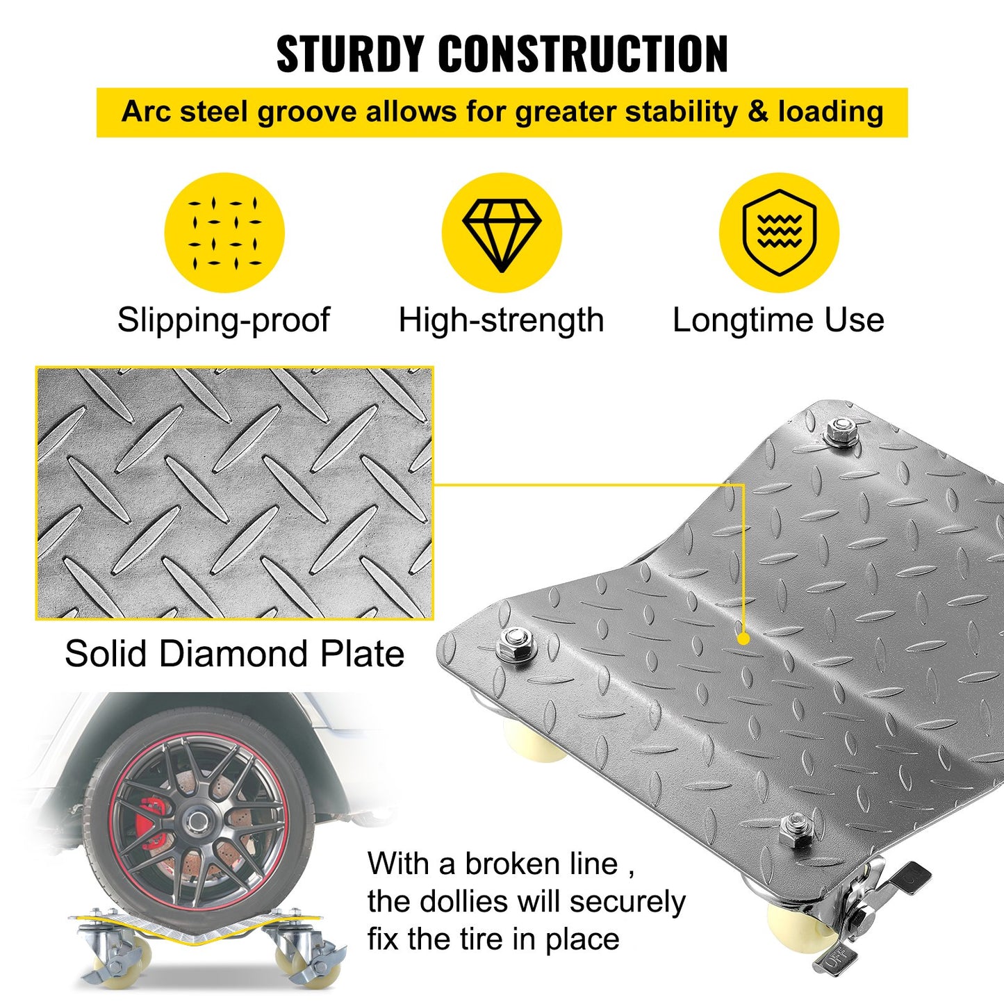 2pcs Tire Wheel Jacks, 1500Lbs/680KG Tire Skates Wheeled Trucks Van Positioning Dolly Trolley Ball Bearing Recovery Jack Car Repairs Moving