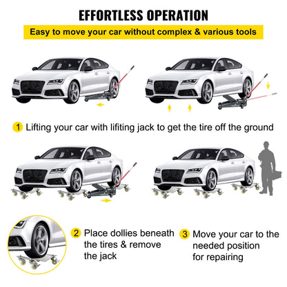 2pcs Tire Wheel Jacks, 1500Lbs/680KG Tire Skates Wheeled Trucks Van Positioning Dolly Trolley Ball Bearing Recovery Jack Car Repairs Moving