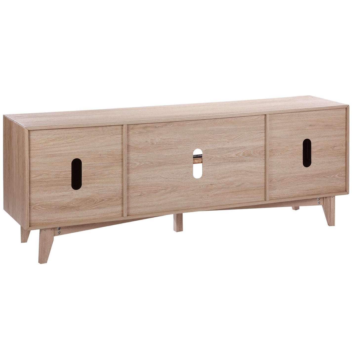 Rattan-TV-Ständer 191cm Fernseher Boho-TV-Schrank Fernsehschrank Eiche