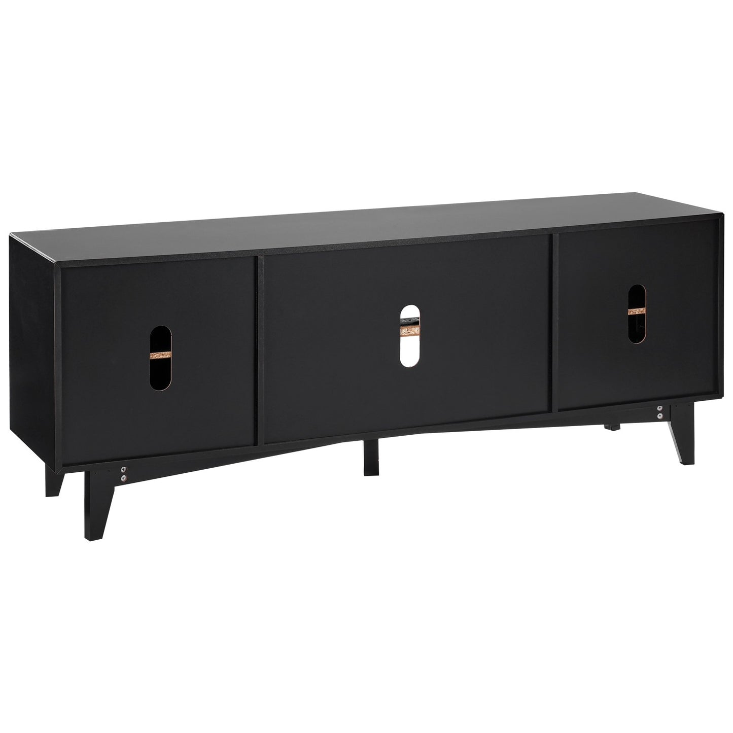 Rattan TV-ställ för 75" TV Boho TV-ställ med inbyggt uttag Svart