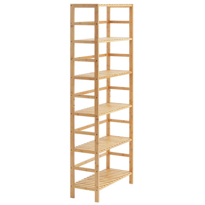 Bamboo bookshelf 6 tiers bamboo ladder bookcase rectangle storage rack