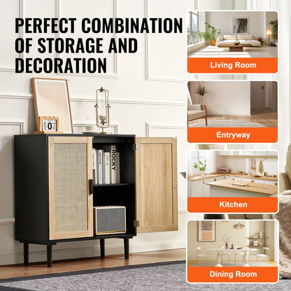 Rotting Skåp Förvaring med 2 magnetiska dörrar och justerbara hyllor Svart