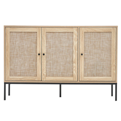 Rotting Skåp Förvaring med 3 magnetiska dörrar och justerbara hyllor Natural