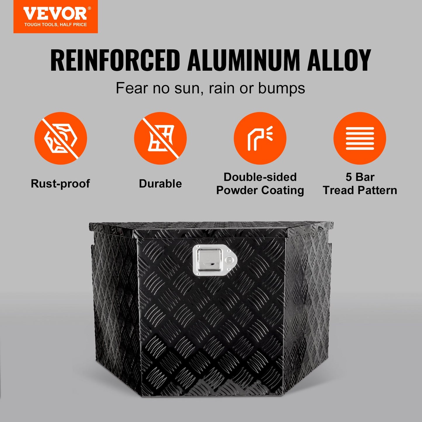 Anhängerdeichselbox, Werkzeugkasten aus Aluminiumlegierung mit Diamantplatte, robuste Anhängerbox-Aufbewahrung mit Schloss und Schlüssel, Nutzanhängerdeichselbox für Pickup, Wohnmobil, Anhänger, 39"x16,5"x12