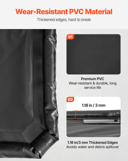 Containment Mat, 7 ft 9 in x 18 ft, Non-Slip PVC Garage Floor Mat with a Cleaning Squeegee, Heavy Duty Durable Waterproof Containment Protection from Snow, Rain and Mud for Cars Parking, Black