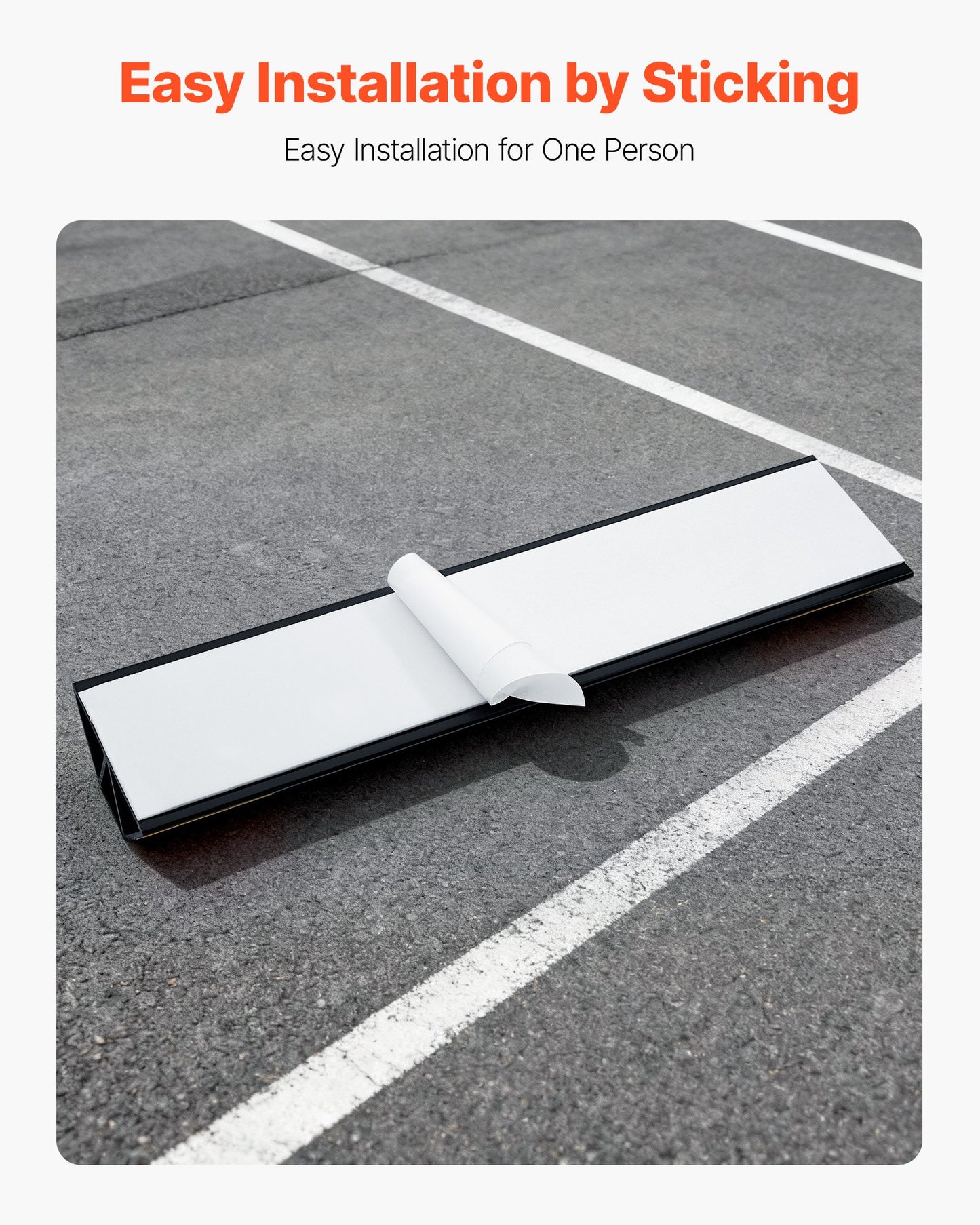 Parking Stopper, 16 Inch 2 Pcs Heavy Duty Parking Aid for Garage, PP Curb Garage Floor Stopper with Reflective Strips, Vehicles Gadgets for Cars Vans Trucks Tire Wheel Guide Block Stops Bumpers
