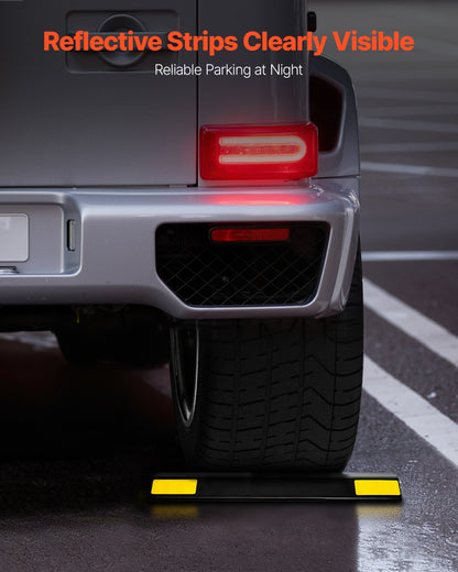 Parking Stopper, 18 Inch 2 Pcs Heavy Duty Parking Aid for Garage, PP Curb Garage Floor Stopper with Reflective Strips, Vehicles Gadgets for Cars Vans Trucks Tire Wheel Guide Block Stops Bumpers