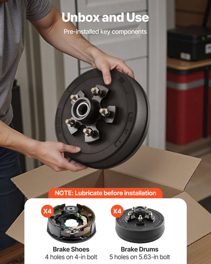 Electric Trailer Brake Assembly, 10 x 2-1/4 Inch, 1 Pair Self-Adjusting Electric Brakes Kit for 3500 lbs Trailer Axle, Backing Plates for Braking System Part Replacement, Fit for Trailers, RVs