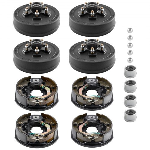 Electric Trailer Brake Assembly, 10 x 2-1/4 Inch, 2 Pairs Self-Adjusting Electric Brakes Kit for 3500 lbs Trailer Axle, Backing Plates for Braking System Part Replacement, Fit for Trailers, RVs
