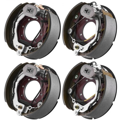 Electric Trailer Brake Kit, 12.25 x 3.375 Inch, 2 Pairs Self-Adjusting Electric Brakes Kit for 10000 lbs Trailer Axle, Backing Plates for Braking System Part Replacement, Fit for Trailers, RVs