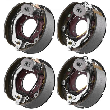 Electric Trailer Brake Kit, 12.25 x 3.375 Inch, 2 Pairs Self-Adjusting Electric Brakes Kit for 10000 lbs Trailer Axle, Backing Plates for Braking System Part Replacement, Fit for Trailers, RVs