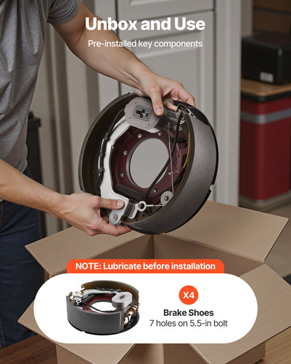 Electric Trailer Brake Kit, 12.25 x 3.375 Inch, 2 Pairs Self-Adjusting Electric Brakes Kit for 10000 lbs Trailer Axle, Backing Plates for Braking System Part Replacement, Fit for Trailers, RVs