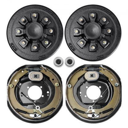 Trailer Hub Drum Kits 8 on 6.5" B.C. with 12" x 2" Electric Brakes, Self-Adjusting Trailer Brake Assembly for 7000 lbs Axle, 5-Hole Mounting, Backing Plates for Brake System Part Replacement