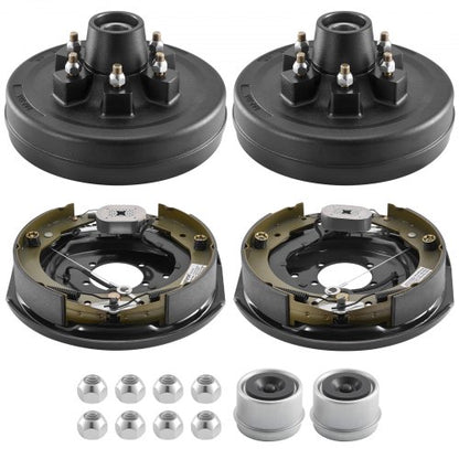 Electric Trailer Brake Assembly, 12 x 2 Inch, 1 Pair Self-Adjusting Electric Brakes Kit for 6000 lbs Trailer Axle, Backing Plates for Braking System Part Replacement, Fit for Trailers, RVs