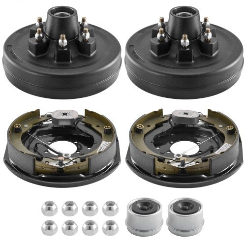Electric Trailer Brake Assembly, 12 x 2 Inch, 1 Pair Self-Adjusting Electric Brakes Kit for 6000 lbs Trailer Axle, Backing Plates for Braking System Part Replacement, Fit for Trailers, RVs