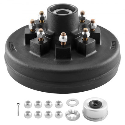 Electric Trailer Brake Drum, 1 Pack, 8-Hole on 4-Inch Bolt Circle Brake Drum for 7000 lbs Trailer Axles, Long Service Life, Replacement of 12 Inch Brake Hub Drums Assembly for Trailers, RVs