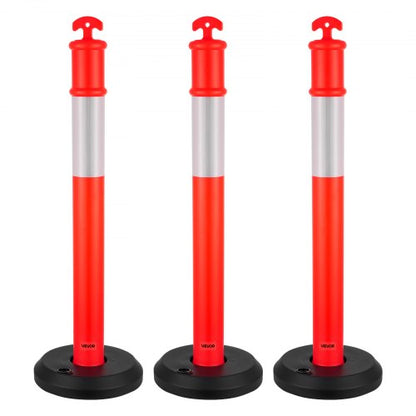 3-pack trafikavgränsningsstolpar, 1140 mm trafiksäkerhetskoner med fyllbar bas och reflexremsor, kraftiga avgränsningsstolpar för byggarbetsplatser, parkeringsplatser, trängselkontroll, röd |  EU