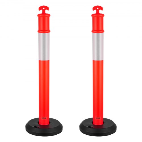 2-pack trafikavgränsningsstolpar, 1140 mm trafiksäkerhetskoner med fyllbar bas och reflexremsor, kraftiga avgränsningsstolpar för byggarbetsplatser, parkeringsplatser, trängselkontroll, röd |  EU