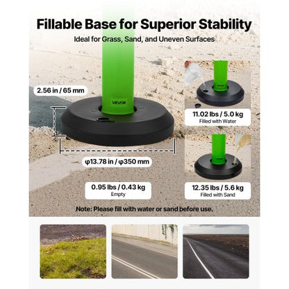 3-pack trafikavgränsningsstolpar, 1140 mm trafiksäkerhetskoner med fyllbar bas och reflexremsor, kraftiga avgränsningsstolpar för byggarbetsplatser, parkeringsplatser, trängselkontroll, gröna |  EU